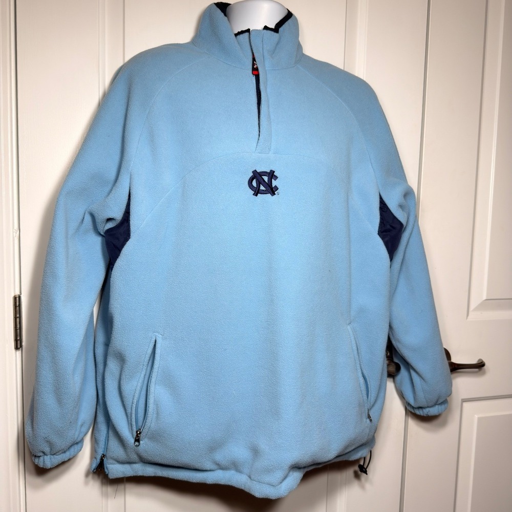 Pro Player UNC Tar Heels Reversible Fleece Windbreaker Jacket Blue Vintage M